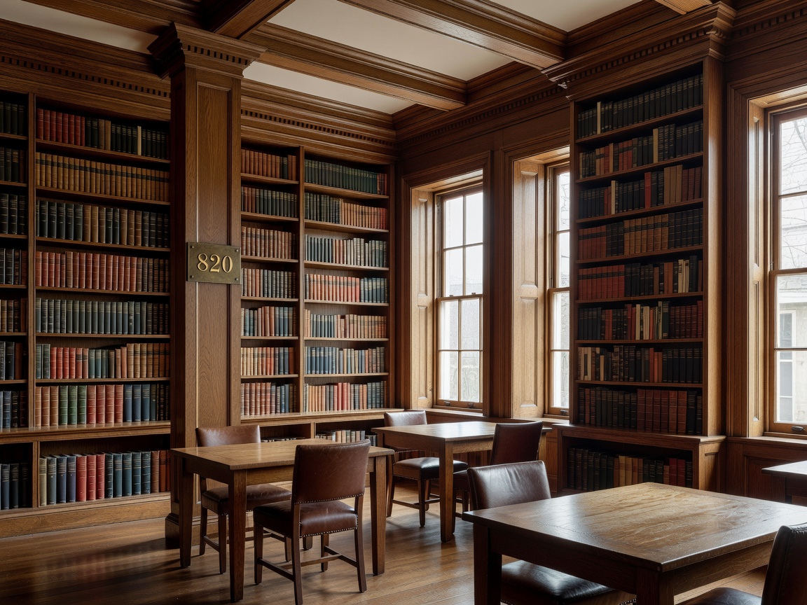 Townhouse-style reading room with full-height timber shelves and restrained architectural detailing