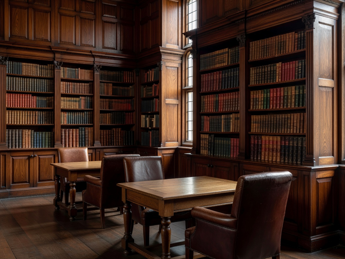 Traditional reading room with detailed joinery and full-height bookcases